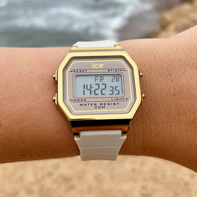 Orë dore për femra Ice Watch ICE Digit Retro Almond Skin 022062, bezhë