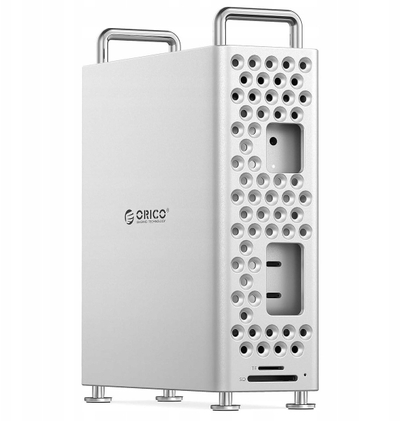 Kuti bazë Orico MS10-5P-SV-EP për Mac Mini M4, slot SSD M.2 NVMe, USB-A dhe lexues kartash, ngjyrë argjendi