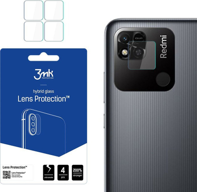 Заштитно стакло за леќи 3MK Hybrid Glass, Redmi 10A, сет 4 парчиња, проѕирно