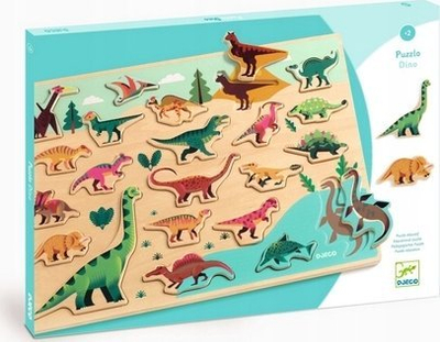 Puzzle druri Djeco Dinosaurs, 22 copa, për kalamaj, shumëngjyrësh