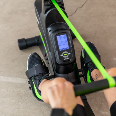 Makinë varkarie VirtuFit Ergometer Rowing Trainer Semi-Pro, me rezistencë që e rregullon vetë, me kompjuter trajnimi, e zezë