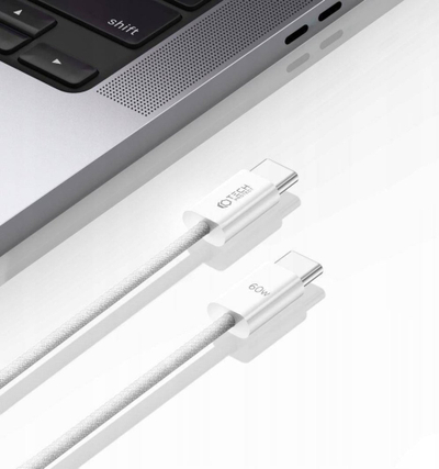 Kabllo karikimi Tech‑Protect UltraBoost Classic, USB‑C në USB‑C, 25 cm, 60W, e bardhë