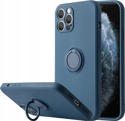 Mbulesë silikoni OEM me unazë për iPhone 13 Pro, me xham të temperuar, blu