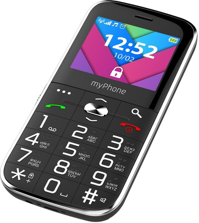 Celular myPhone Halo C Senior, 16 GB, me mbajtëse karikimi, i zi