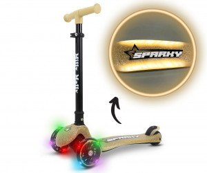 Тротинет LED Milly Mally Sparky, склоплив, со осветлена платформа, шампањ