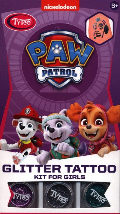 Set tatuazhesh me shkëlqim TyToo Glitter Tattoos Paw Patrol, 12 shabllone, për fëmijë