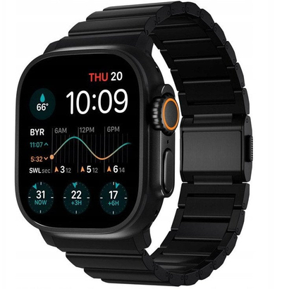 Rrip ore titani për Apple Watch V2, 45mm, hallka që rregullohen, i zi