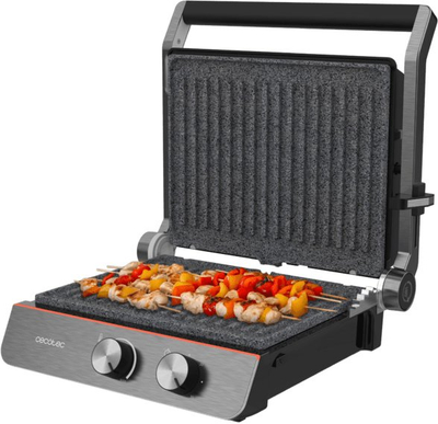 Grill elektrik Cecotec RocknGrill Blaze Neon, 2200W, sipërfaqe 29x23 cm, gri