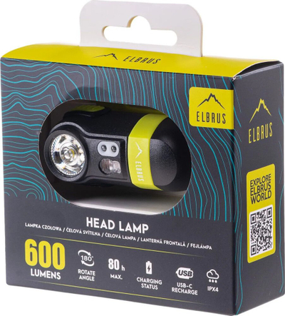 Fener koke Elbrus Nova Light 600, 600 lumen, 80 orë, i zi