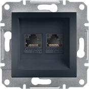 Prizë kompjuterike Schneider Electric Asfora EPH4800171, 2 x RJ45 Cat 6 UTP, pa kornizë, antracit
