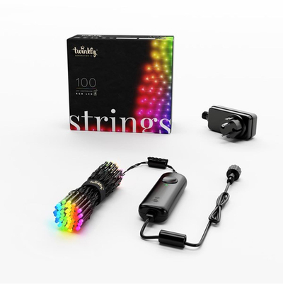 Drita dekorative Twinkly Strings, 100 LED RGB, 8 m, kabllo e zezë