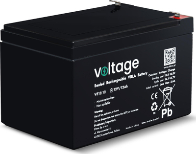 AGM батерија Voltage VE12-12, 12V, 12Ah, црна