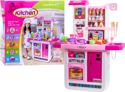 Kuzhinë loje Kitchen ZA2196, interaktive, me frigorifer, rozë