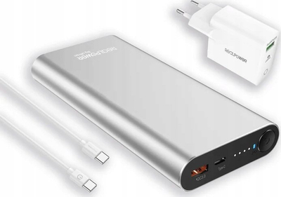 Powerbank RealPower PB-20000PD, 20000mAh, Quick Charge 3.0, alumin argjendtë