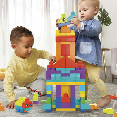 Lodër ndërtimi MEGA Bigger Building Blocks, 150 copë, blloqe të mëdha, me ngjyra nga të gjitha llojet