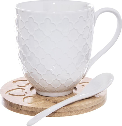 Set filxhanësh me pjatë Orion BAMBU, 0.37L, 2 copë, të bardhë