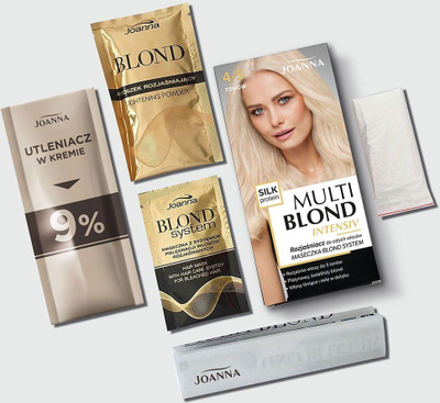Zbardhues flokësh Joanna Multi Blond Intensiv, çel 4 5 toni, për gjithë gjatësinë, për flokë të errët