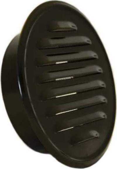 Rrjetë ventilimi metalike me flanxhë, Fi100, me rrjetë kundër insekteve, e zezë