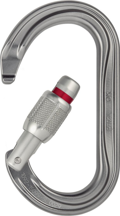 Овална алуминиумска карабинерка Petzl, завртково заклучување, сребрена
