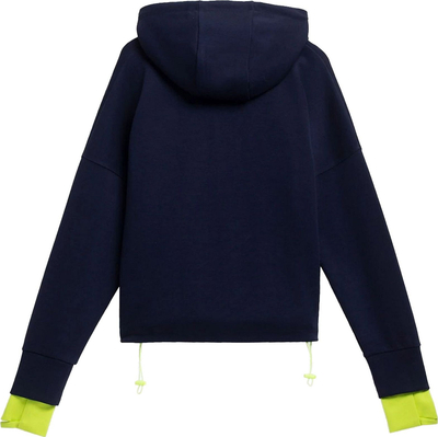 Bluzë me kapuç 4F W H4L21-BLD025 31S, për goca, pambuk poliester, blu navy