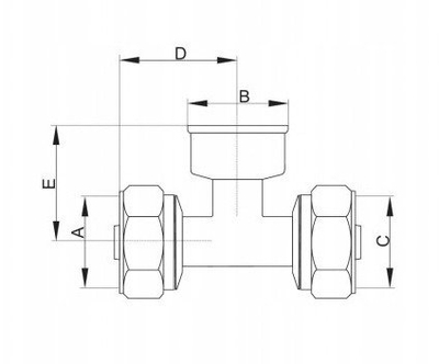 Nyje tee Pex-gw-pex, kompresion 20x3/4"x20, bronz i nikluar