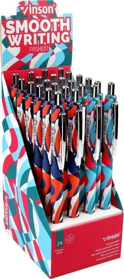 Set stilolapsa automatik Vinson Fashion K38, majë 0.7mm, bojë blu, 24 copë