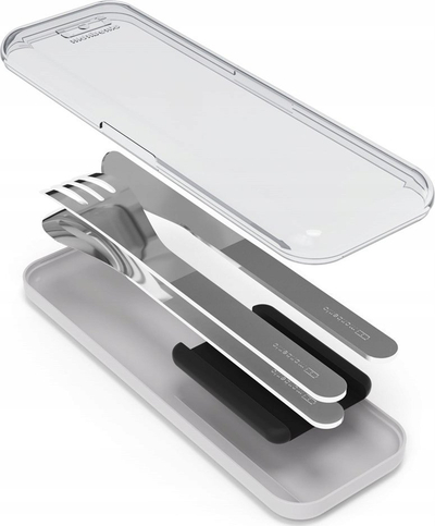 Set takëmesh udhëtimi Monbento Slim Box, 3 pjesë, çelik inox, i zi