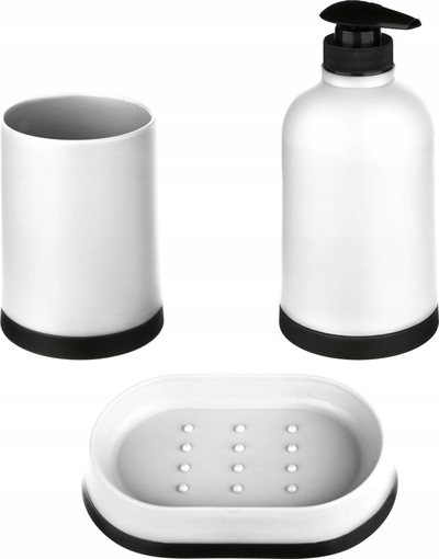 Set aksesorësh banjo Emako, 3 pjesë, plastikë, bardh e zezë