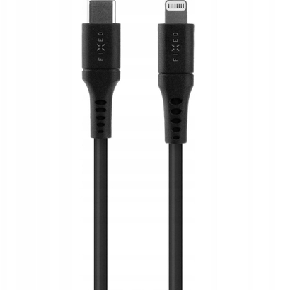 Kabllo karikimi FIXED USB-C në Lightning, 2m, PD 3A, silikon i zi