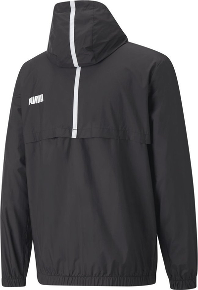 Jakne sportive për burra Puma ESS+ Tape Windbreaker, me kapuç, mban erën, e zezë