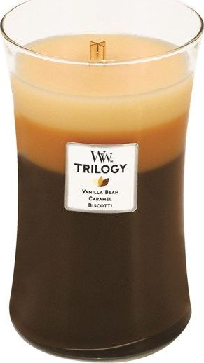 Миризлива свеќа Debenhams Trilogy Café Sweets, голема, со дрвен фитил, кафеава боја