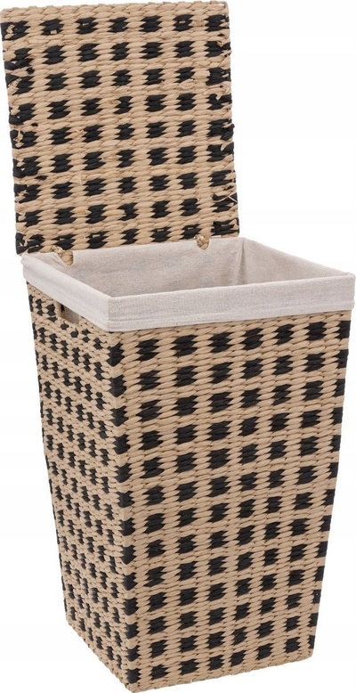 Shportë rrobash 5five Paper Laundry Basket 15L, 15 litra, me kapak, bezhë me të zezë