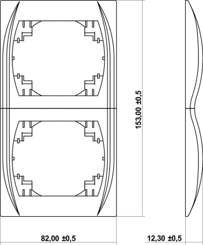 Kornizë dyshe vertikale Karlik Logo 7LRV-2, për elemente elektrike, silver metallic