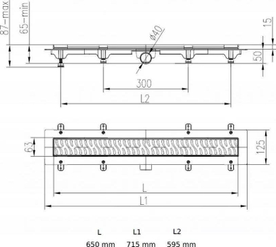Kapak linear dushi JOMOTech Werit, 65 cm, paketë Exclusive 40, inox