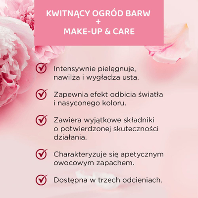 Ruzh buzësh Eveline Cosmetics Flower Garden Moisturizing Glossy, ngjyra 01, 4g