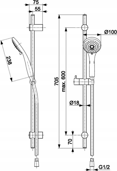Set dushi Ferro KFA 841-337-00, me shufër rrëshqitëse, krom