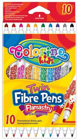 Set flomasterësh Colorino Kids Twin Fibre Pens, 10 copë, me dy maja, shumëngjyrësh