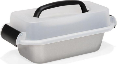 Tavë keku Patisse Silver-Top, drejtkëndore 23 cm, me kapak plastik, argjendtë