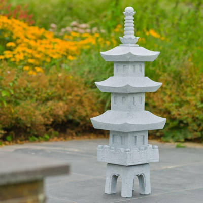 Скулптура за градина Ubbink Acqua Arte Japan Pagode, декоративна, отпорна на временски услови, сива како камен
