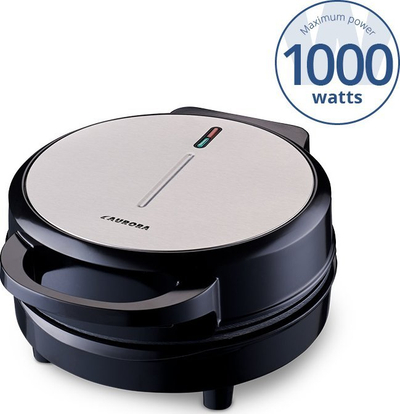 Aparat vaflesh Aurora AU 999, 1000W, pjatë rrethore, i zi