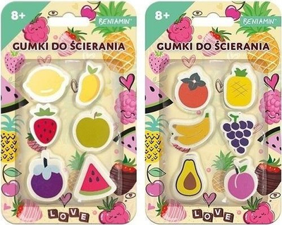 Set goma fshirëse Beniamin Fruits, 6 copë, shumëngjyrëshe