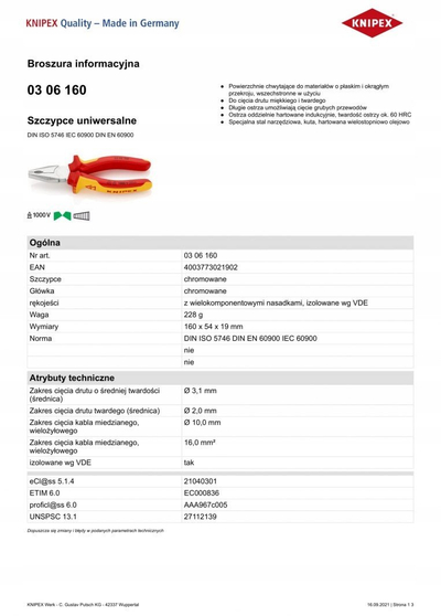 Pinca kombinirane Unior 406/1VDEBI, VDE изолација, ергономска рачка, црвена