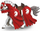 Figurë lodër Papo Red Knight’s Horse with Lance, plastike, e pikturuar me dorë, shumëngjyrëshe