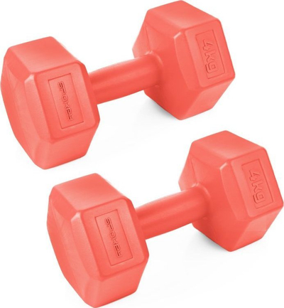 Hantela Spokey Monster, set 2x4kg, gjashtëkëndore, portokalli
