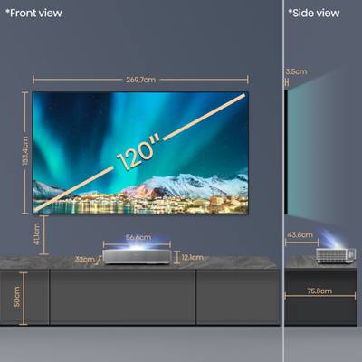 Projektor Laser TV Hisense 120L5HA, ekran 120", 4K UHD, i bardhë gri