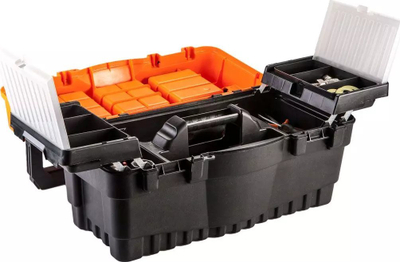 Kuti veglash NEO Tools 84-105, 54 cm, me organizues, portokalli me të zezë