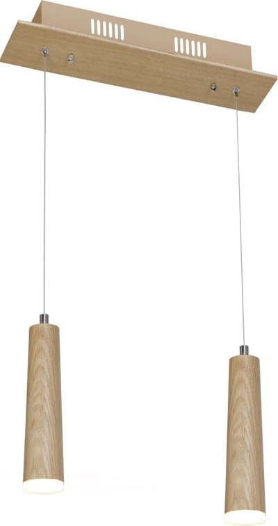 Lampë varese druri Vintage Retro, 2 llamba E14, cilindrike, ngjyrë druri natyral
