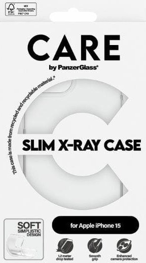 Këllëf telefoni Slim X-Ray Case për Apple iPhone 15, i hollë, i butë, transparent