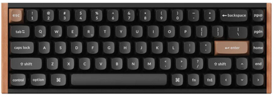Tastierë mekanike Keychron K6 HE, wireless 65%, 2.4GHz dhe Bluetooth, kornizë alumin edhe dru