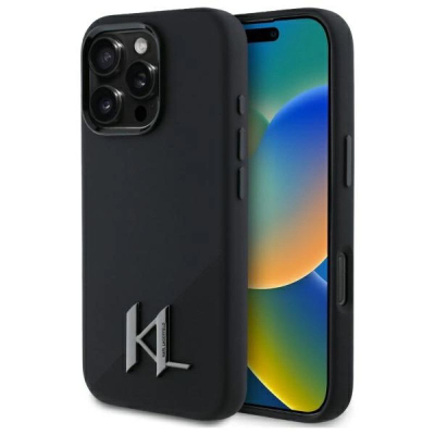 Kuti telefoni Karl Lagerfeld MagSafe për iPhone 16 Pro, silikon, me magnet, e zezë